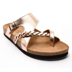White Mountain Leather Toe-Post Slide Sandals- Handpick