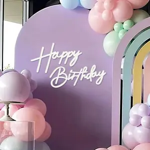 Happy Birthday Sign for Backdrop - Felt Happy Birthday Sign for Balloon Arch Birthday Party Balloon Arch Backdrop Decorations for Birthday Party Shower - White