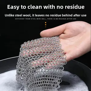 Non-shedding 304 Stainless Steel Wire Mesh Pot Scrubber Kitchen Decontamination Fine Ring Household Large Cleaning Ball/2 Pcs Value Pack