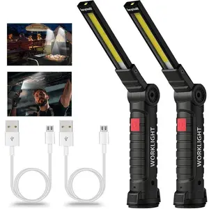 Rechargeable LED Work Light Grill Light with Magnetic Base 5 Modes 360° Rotate Mechanic Light Mens Dad Birthday Gifts, Mens Valentines Day Tool Gifts for Him Husband Dad Outdoor Night Modern Design