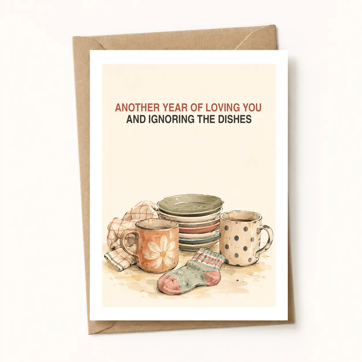 Funny Anniversary Card for Husband or Wife, Sarcastic Everyday Couple Humor, 5x7 Blank Card