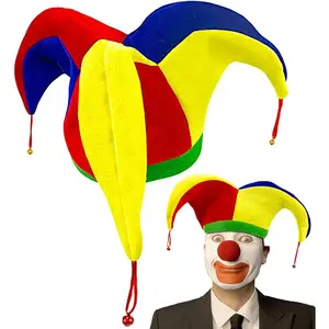Mardi Gras Party Costume Court Jester Clown Hat Funny Multicolor Accessories Rainbow for Masquerade  Accessory