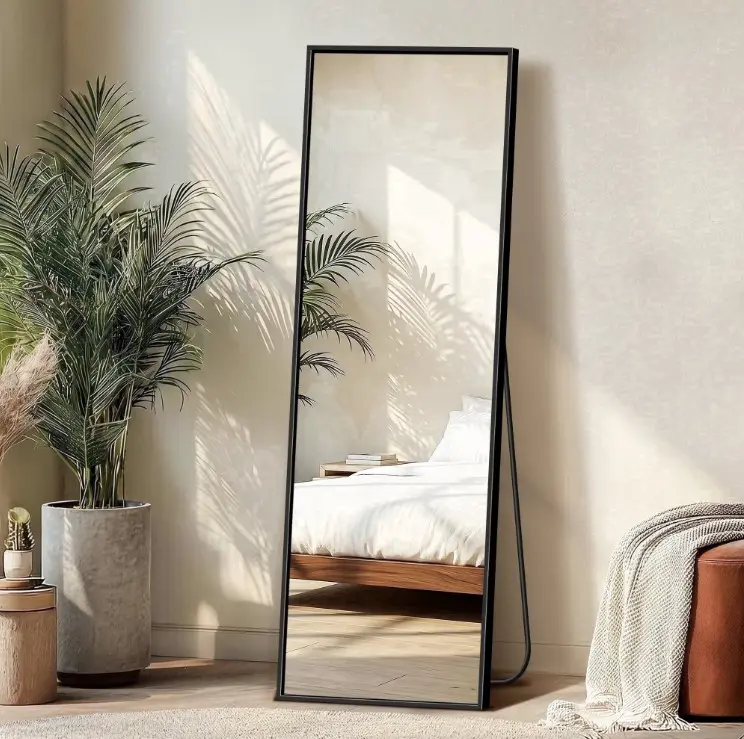 Mavora Max Full Length Mirror 56 x 15 Full Body Standing Mirror Rectangle Floor Mirror, Black