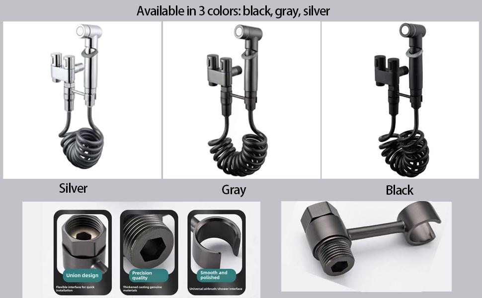 Handheld Dual Nozzle Bidet Sprayer with Double Outlet Valve, Modern Bidet Attachment for Toilet, Bathroom