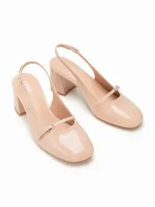 CIDER Adjustable Strap Slingback Chunky Heels Pointed Toe Slip On Ballet Flats for Summer Daily Casual & Vacation