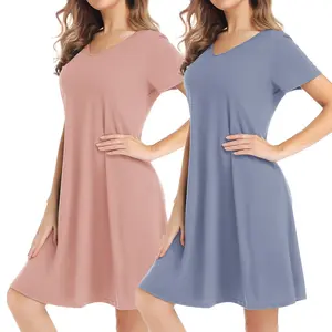 SHOWITTY 2-Pack Women's Casual T-Shirt Dresses with Pockets, Plus Size Relaxed Swing Fit Summer Wear Summer Outfits
