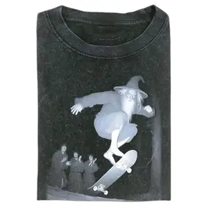 Skateboard Wizard Meme T-Shirt, Funny Fantasy Graphic Tee, Cool Skater Streetwear Shirt