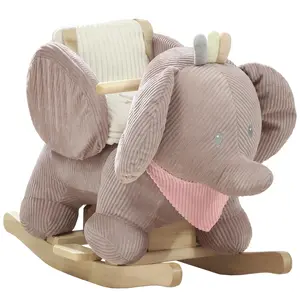 Elephant Baby Rocking Horse, Plush Stuffed Animal Rocker with Realistic Elephant Sound and Safety Belt, Kids Ride on Rocking Horse for Toddlers 18–36 Months, Pink