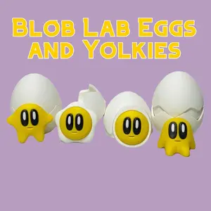 Blob Lab Eggs + Yolkies Statues - 3D Printed Egg Figurines - Home Decor collectible figurine