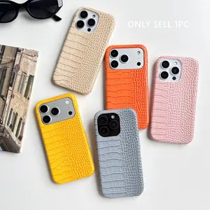 Fashion Light-Color Imitation Leather Crocodile Skin Half-Wrapped Protective Case Cover Case Casing Protector Protection For iPhone 17 16 15 14 Pro Max