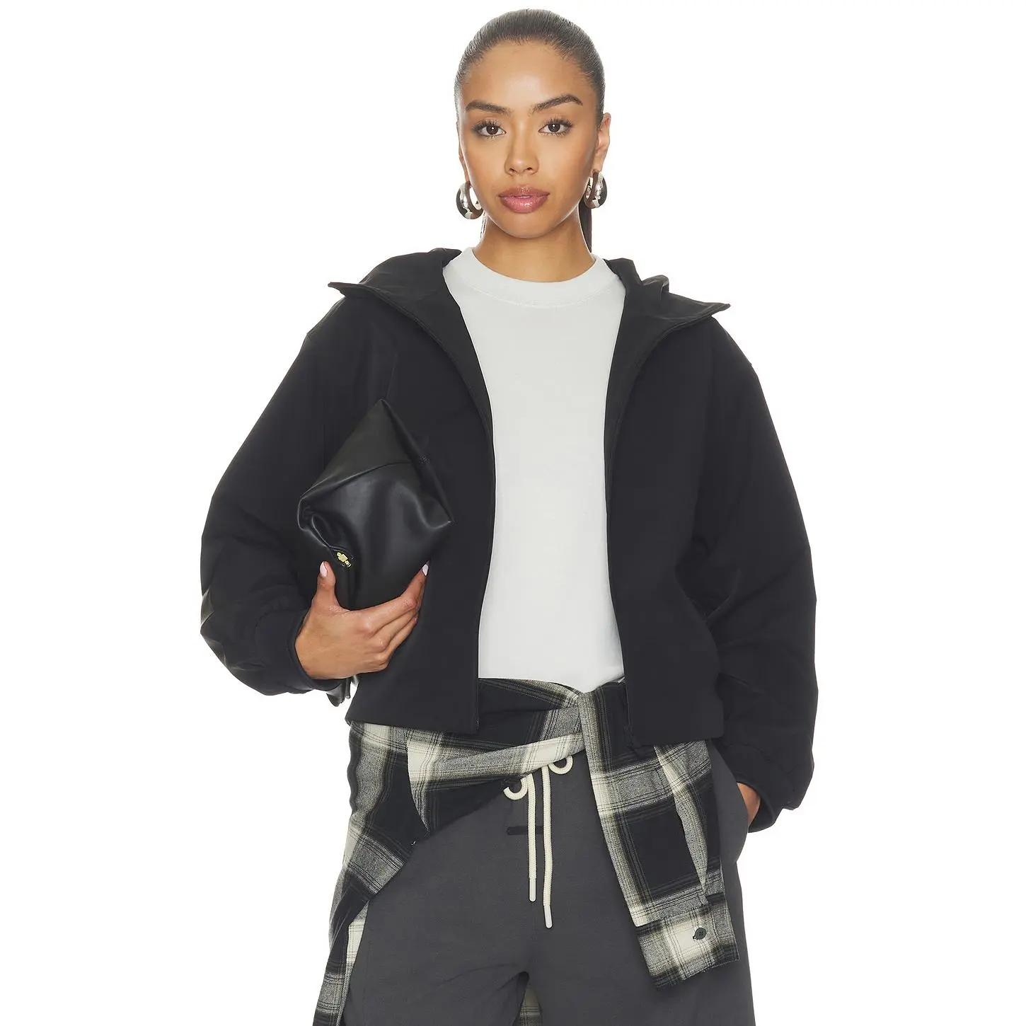 Fear of God ESSENTIALS Full Zip Hooded Anorak Jacket in Vintage Black