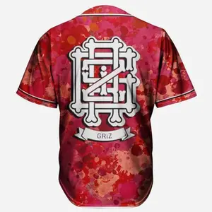Griz Red Splash Grunge Graphic Baseball Jersey