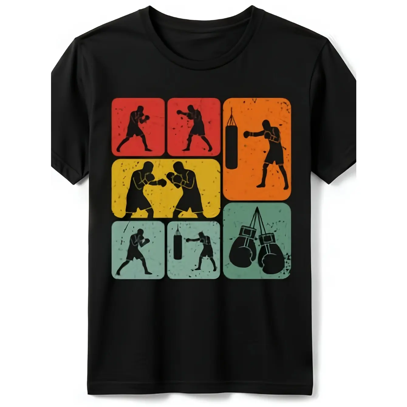 Men's Boxing, sports, athletic, fitness Graphic T-Shirt - Short Sleeve Crew Neck Regular Fit Casual Wear |   Soft & Breathable Fabric, Durable Print, Everyday Comfort, Machine Washable, Retro, vintage, bold graphic design with distressed texture Casual