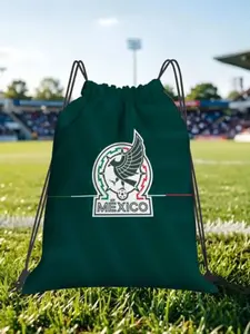 1 pc Mexico Football Drawstring Bags Hiking Pouch Print Backpack Boy Girls School Shoe Bag Match Day Essentials