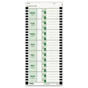 Lathem Time Corporation E8100 Time Card for Lathem Model 800P, 4 x 9, Weekly, 1-Sided, 100/Pack