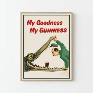 Guinness Crocodile Poster Print | Vintage John Gilroy Irish Beer Advertisement