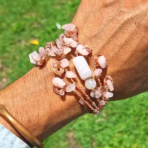 Rose Quartz Copper Bracelet - Pulsera de Cuarzo Rosa y Cobre