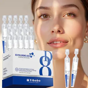 Tibobo 5% Hyaluronic Acid Serum Ultra-Hydrating Vials 30 pcs - Intensive Moisturizing, Skin Tightening, Emergency Repair, Anti-Aging Smooth Restore Evening Gentle Cleansing Moisture Sensitive Moisturizer