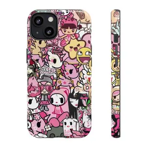 Pinky Colorful Tokidoki Phone Case, Vintage Aesthetic Graphic Tough Phone 16 Pro Max 15 14 13 12 Plus Samsung S25 Ultra S24 S23 S22 S21 S20 FE