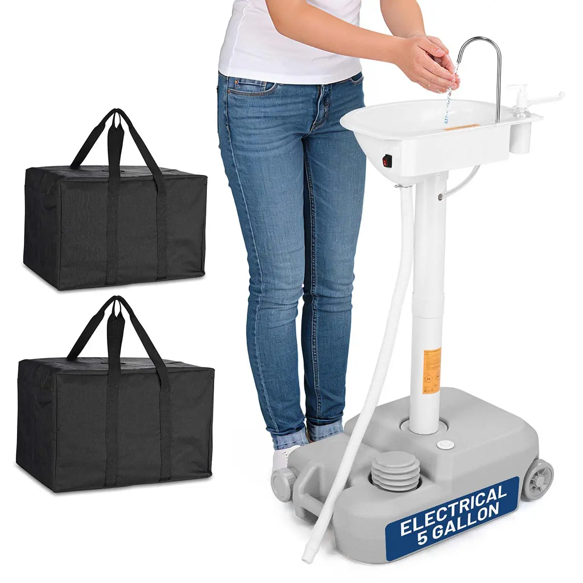 Yescom Portable Handwashing Station Electric Camping Sink 5 Gallon Battery Power