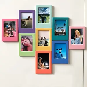 [Vibrant | Retro] 10pcs Vibrant 3-Inch Magnetic Photo Frames | Perfect for Film - Colorful Retro Design | Ideal Gift for Christmas, Valentine's, Birthdays & New Year Decor Plastic Set Decorative