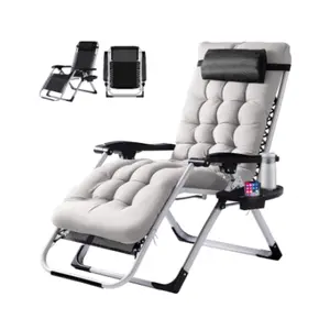 Zero Gravity Chair, Reclining Camping Lounge Chair For Indoor, Reclining Patio Chairs With Cup Holder Trays And Removable Cushion