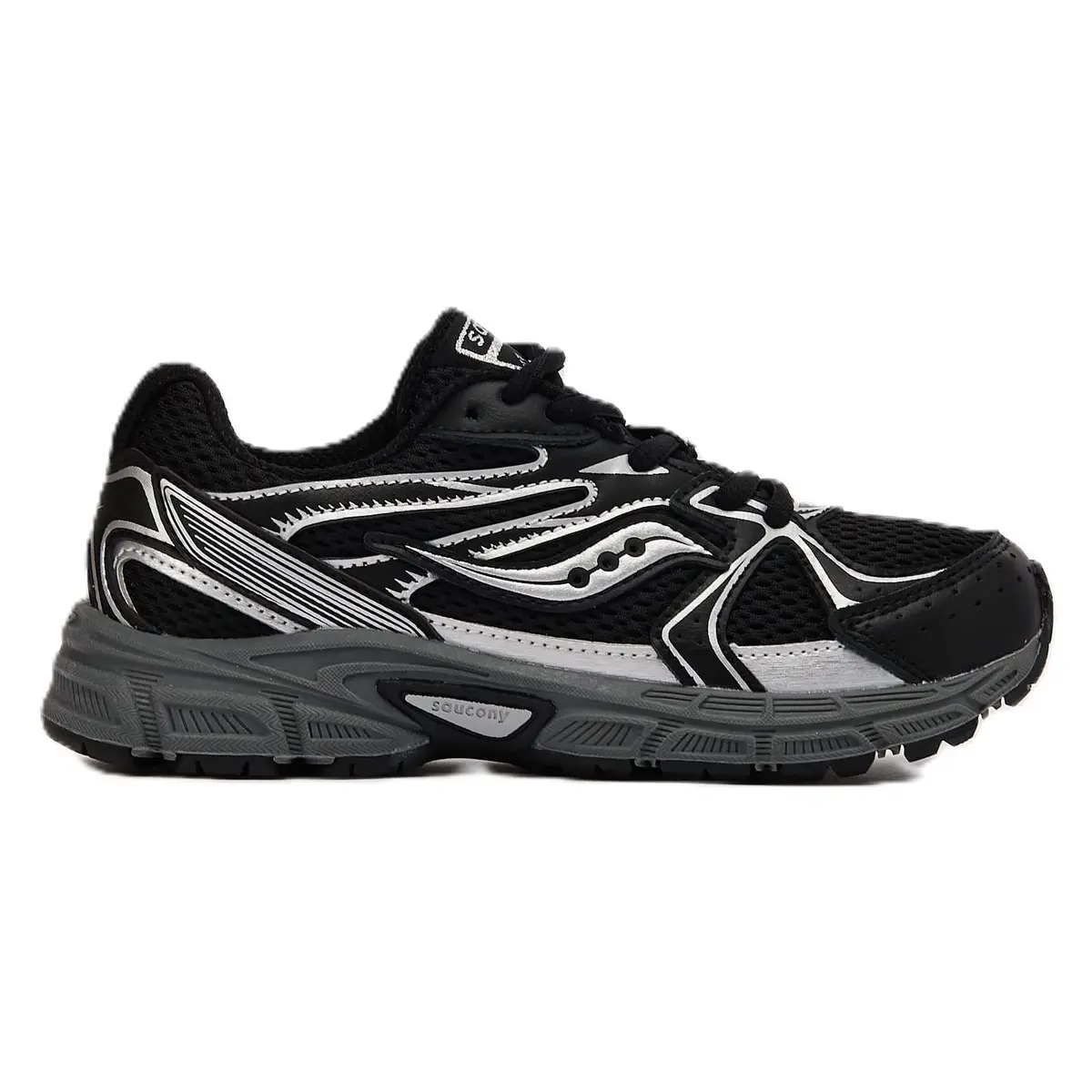 Saucony Ride Millenium Black Metallic Silver GS Fashion Shoes New