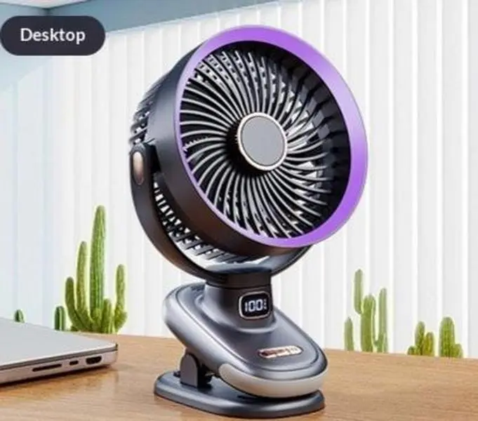 LIGTO Auto Oscillating Clip Fan Multifunctional 3 in 1 Clip-on Desk Fan, Smart Digital Display & Night Light, 4H Timer, Wall Mounted Clamp Stand, 6-8H 5000mAh Rechargeable Battery Operated, Ultra-Quiet Portable Personal Fan for Travel Office Gym Outdoor