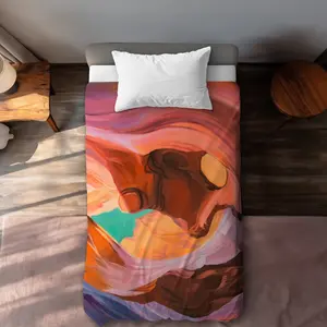 Begin Home Decor C1DCTXLWKFZMWC Inside View of Antelope Canyon Twin Size Extra Long Duvet Cover - Modern Mountains Decor