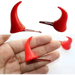 Devil Horns Hair Clip Halloween  Costume Headwear Accessories Party Dress Up (Red)