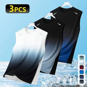 3-pack men’s sports tank tops with gradient design; quick-drying, breathable sleeveless casual tanks for gym workouts and running. Suitable for fitness training, running, cycling, outdoor hiking, and team sports.