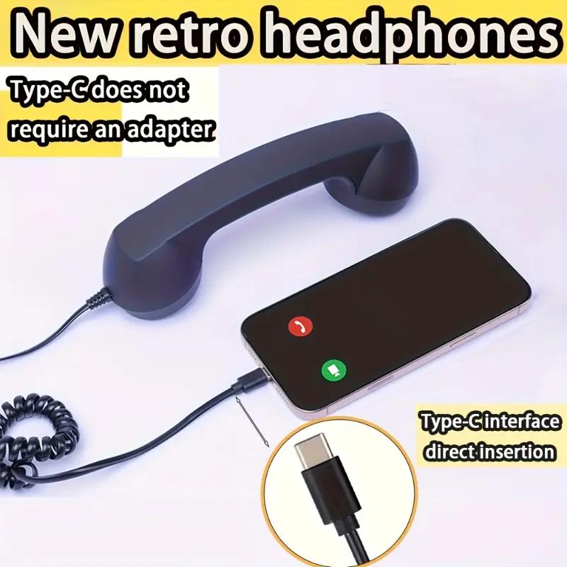 New TYPE-C Straight Plug Phone Retro Mute, C-Style No Conversion Needed, External Call Handset with Simple Ergonomic Design in Colorful Various Dreamy Colors Portable Mini audio Black Headset New TYPE-C Straight Plug Phone Retro Mute, C-Style No Conversion Needed, External Call Handset with Simple Ergonomic Design in Colorful Various Dreamy Colors Portable Mini audio Black Headset