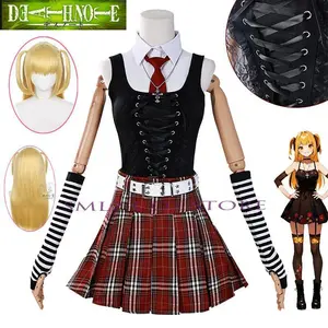 Smlz Cosplay Anime Misa Cosplay Amane Debut Daily Girl Sexy Dress Costume Black Goth Loli Plaid Skirt Uniform Outfit Wig Woman