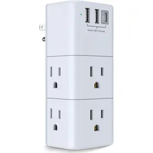USB Multi Plug Outlet Extender -  Surge Protector with Rotating Plug, 6 AC Plug Extender with 3 USB Ports, 3-Sided Swivel Power Strip  Ideal Stocking Stuffers for Adults