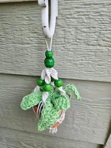 Crochet and Macrame Mini Hanging Potted Plant Decor Leaf
