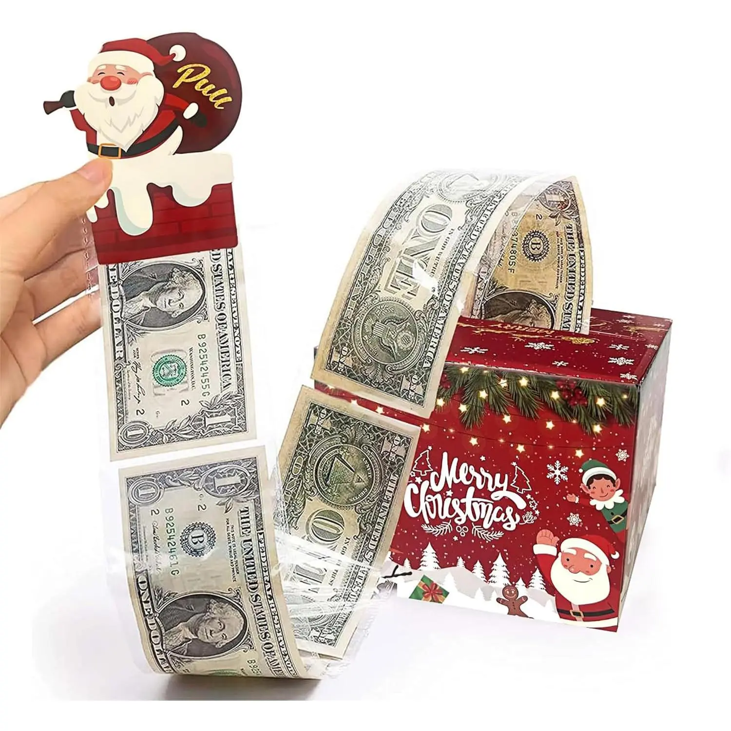Christmas Money Box for Cash Gift Pull – Fun Surprise Money Dispenser, Gift Box for Kids & Adults – Creative Way to Gift Money to Family & Friends