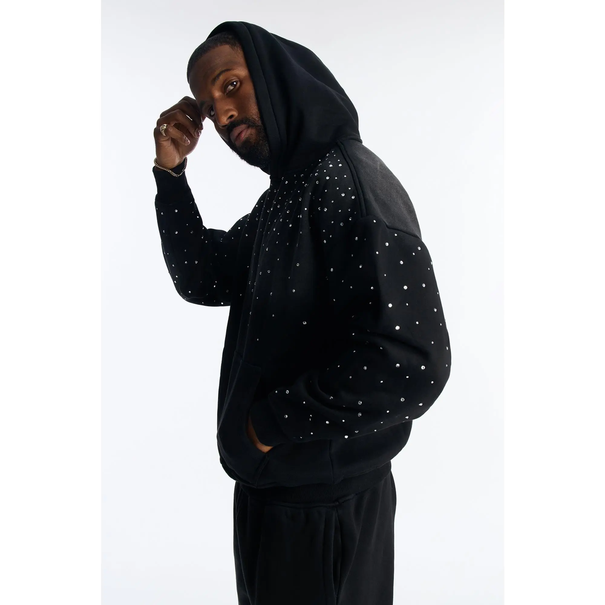Run Them Rhinestones Oversized Hoodie - Black Run Them Rhinestones Oversized Hoodie - Black