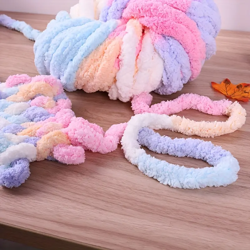[500g Soft Chenille Yarn Blankets] 500g Thick Chenille Yarn for Making Blankets, Super Soft and Thick Puffy Giant Chenille Polyester Yarn for Handmade Home Decoration Projects, Arm Knitting