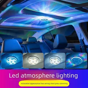 LED Atmosphere Lights for Cars - 16 Color Interior Lighting Kit with Magnetic Base Easy Install for All Cars Family Night Light Car Ceiling Decorative Reading Lights Voice Activated