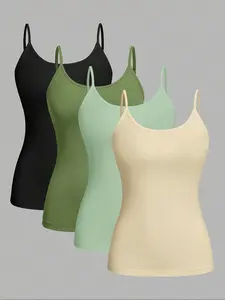 【Plus Size】 Solid Color Tank Top, Camisole, Casual Comfy Sleeveless Top for Daily Wear, Women's Plus Clothing for All Seasons