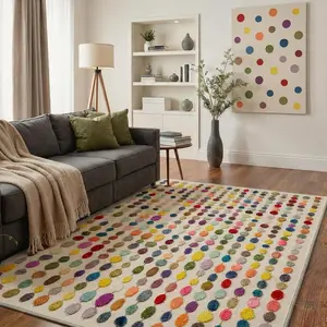 Area Rugs for Living Room Non Slip Backing Low Pile Lightweight Print Pattern, Oval Pattern Modern Minimalist Rugs for Bedroom Dining Room Home Office, Multicolor