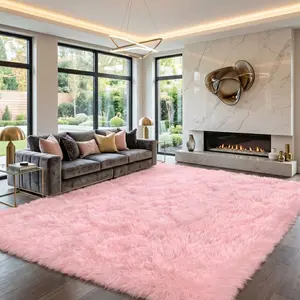 Rugs for Living Room Fluffy Long Pile Rug Soft Luxury Fuzzy Carpet, Upgrade Non Slip Dry Cleanable Fade Resistant Area Rug For Bedroom Living Room Home Decor Furry Soft Rugs Home Decorative, Mothers Day Gift