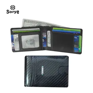 SORYE Men's Ultra Thin RFID Enclosed Leather Wallet Can Hold 12 Cards+Cash, Carbon Fiber - Perfect Gift for Halloween or Father's Day