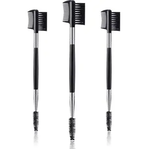 3 Pcs Black 3 & Double Head Eyebrow Brush Eyelash Comb Separator Makeup Grooming Tool for Women Cosmetic Brow Shaping