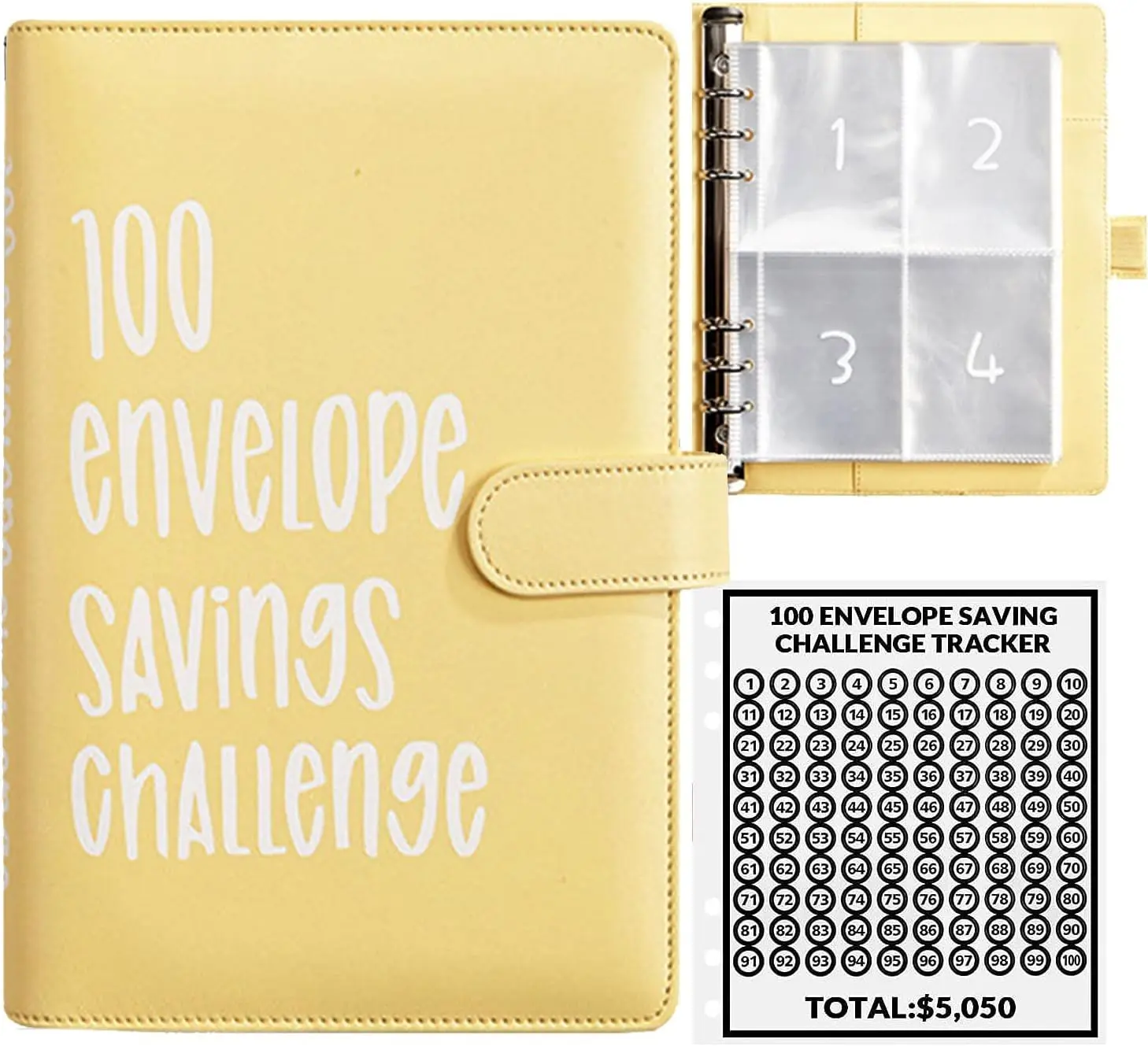 100 Envelopes Money Saving Challenge Binder, Budget Binder Savings Challenges Book with Cash Envelopes, A5 Budget Planner Book to Save $5,050，party gifts