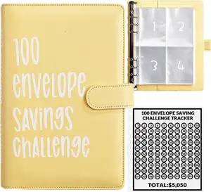 100 Envelopes Money Saving Challenge Binder, Budget Binder Savings Challenges Book with Cash Envelopes, A5 Budget Planner Book to Save $5,050，party gifts