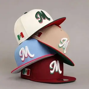 Mexico Baseball Cap 59FIFTY Fitted Hat Cream Green Red Mexican Flag Patch Flat Brim StreetwearStyle SportsCaps MensHats Gorras OutdoorStyle HatClub Style MLB Inspired Cap Unisex Premium Design