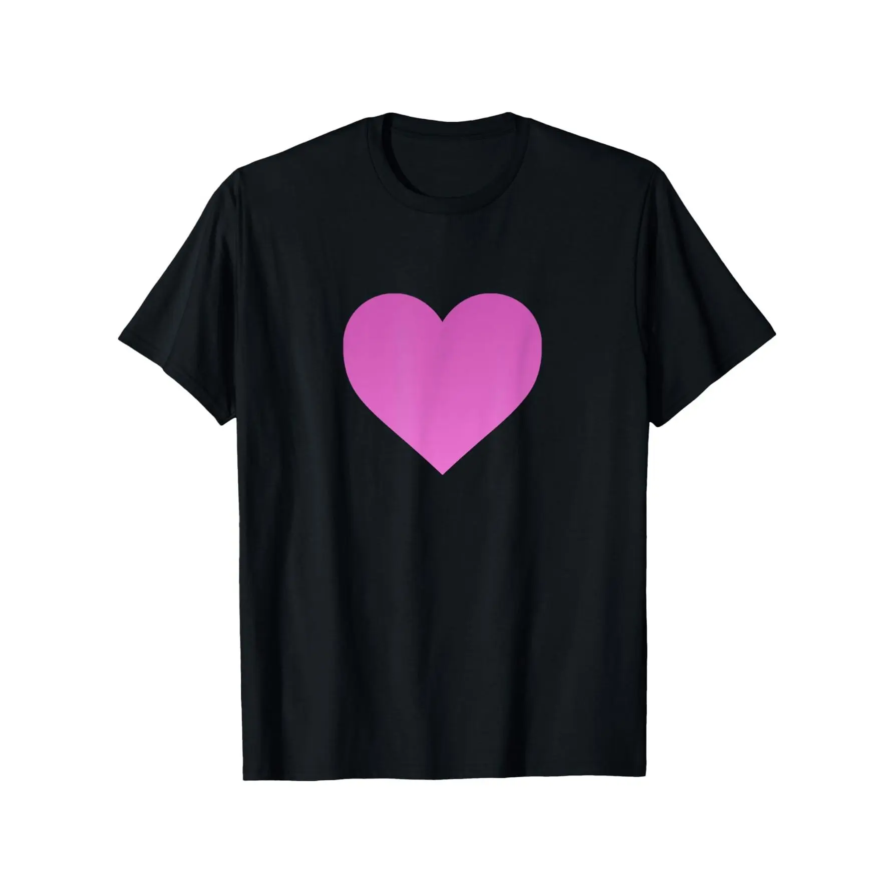 T-Shirt with "I Love You" Pink Heart Graphic, Unisex Casual 100% Cotton Knit Top with Slight Stretch, Short Sleeve Crew Neck, Shortsleeve, Fabric, Tshirt, Round Neck, Basic, Chic