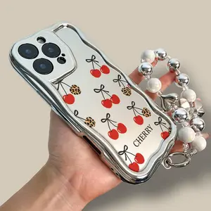 cherry Phone Cases Compatible with iPhone 11 12 13 14 15 16 Pro Max, Glitter Soft TPU Cover with Full Lens Protector, Full-Edge Protection Protective Casing