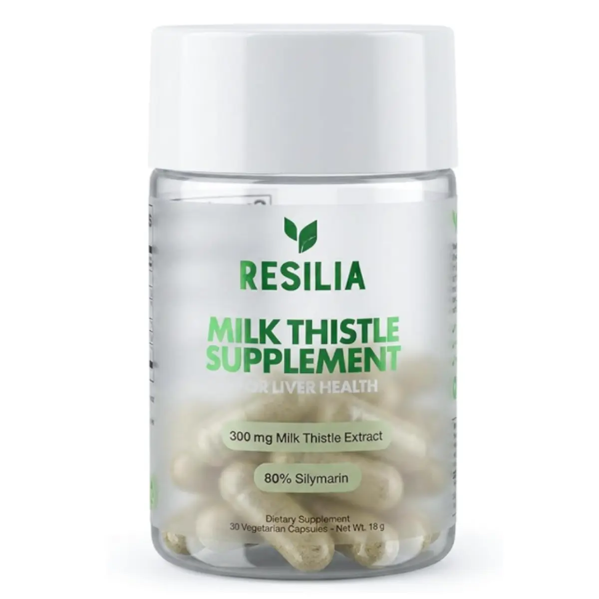 Resilia Milk Thistle Silymarin – 300 mg Supplement with Vitamin C, Inositol, Pueraria Root & Turmeric Extract, High-Absorption Antioxidant-Focused Plant Formula, 30 Vegetarian Capsules